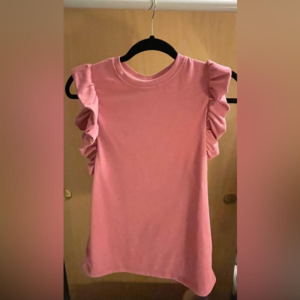 Pink ruffle tank top
